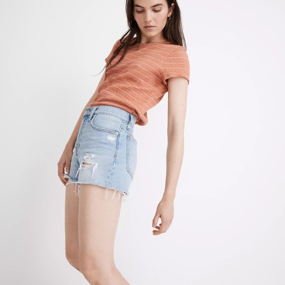[NWT] Madewell Distressed The Perfect Jean Short in Light Wash - Picture 3 of 6